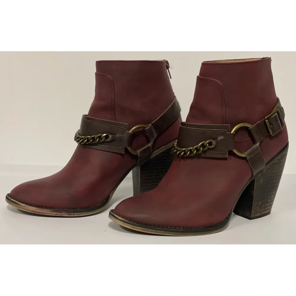 Candie's Heeled Ankle Boots Wine Size 9.5 - Picture 5 of 11